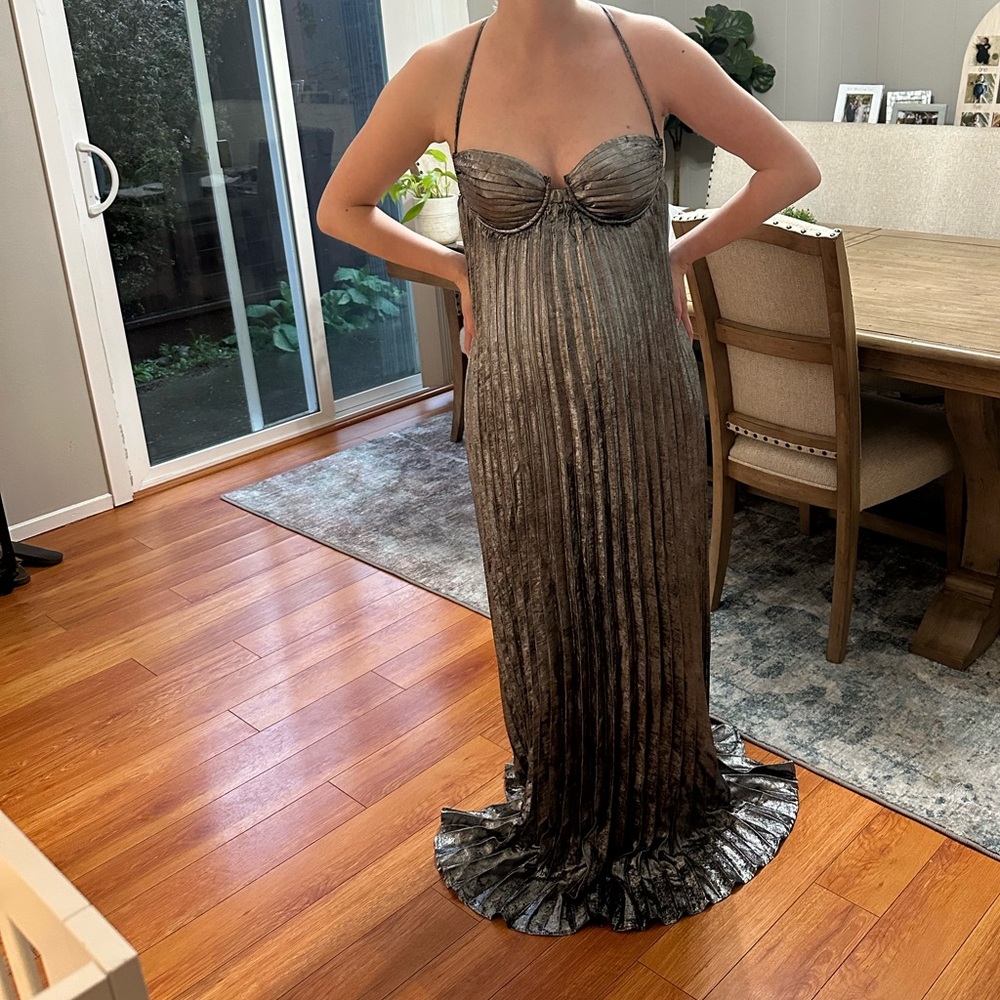 Lulus metallic wedding guest dress
